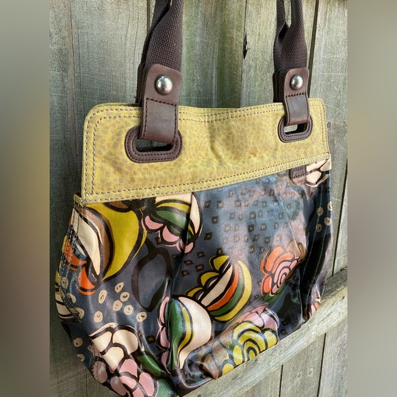 Vintage Fossil Floral Key-per Coated Canvas Shoulder Bag - Picture 2 of 7